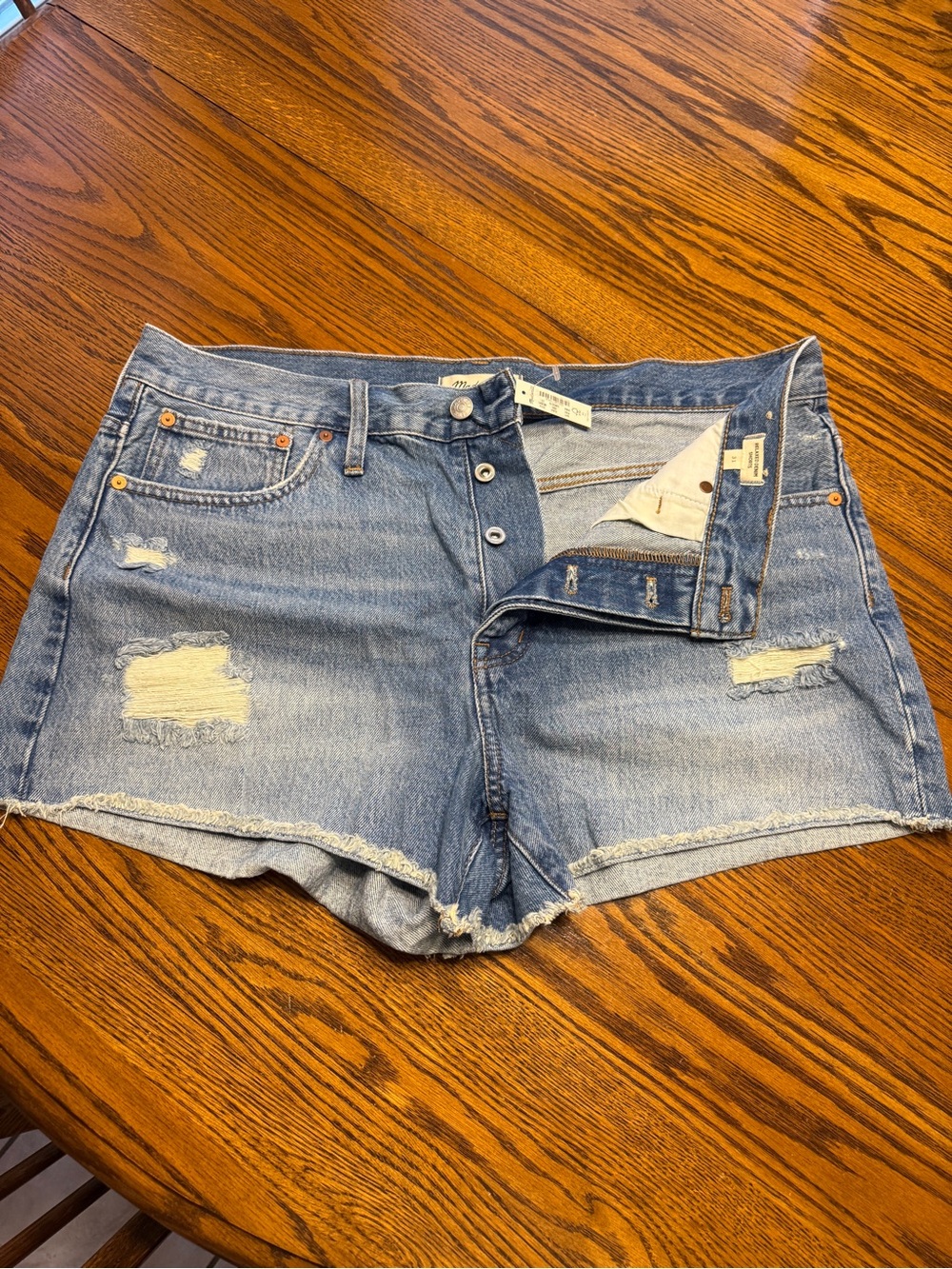 Madewell Light Wash Distressed Denim Shorts